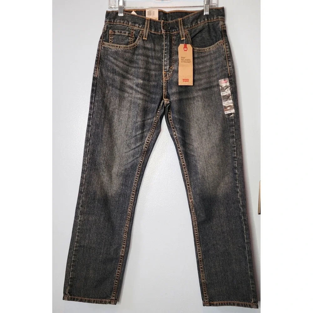 Levi's 559 Relaxed Straight Mens 29x30 Dark Wash Blue NWT Faded Denim Jeans